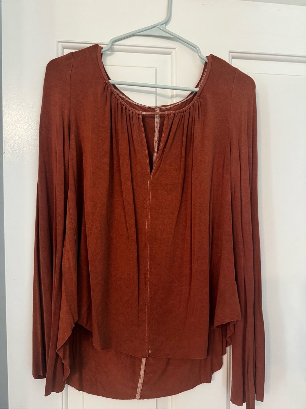 American Eagle Outfitters Rust Red Long-Sleeve Peasant Tunic